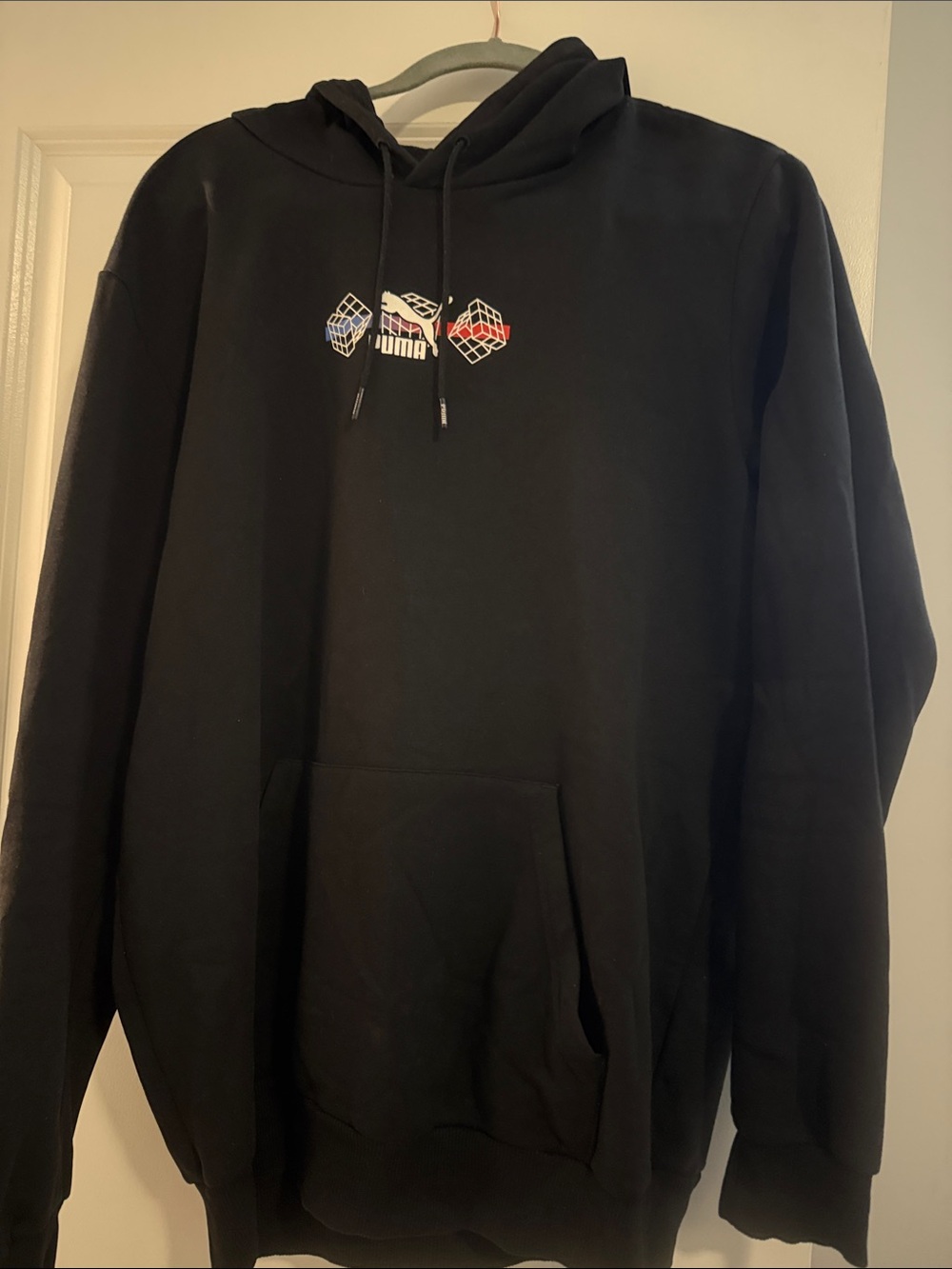 Puma Black Hoodie with Multicolor Cube Graphic